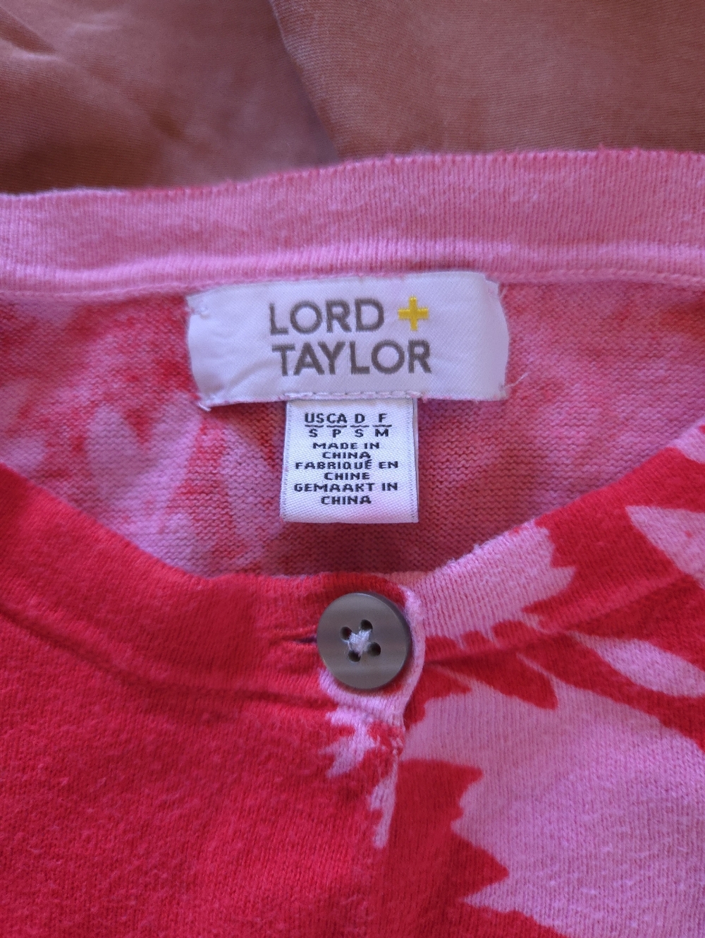 Lord & Taylor | Red Pink Floral Cardigan Sweater, Size S - Picture 4 of 7